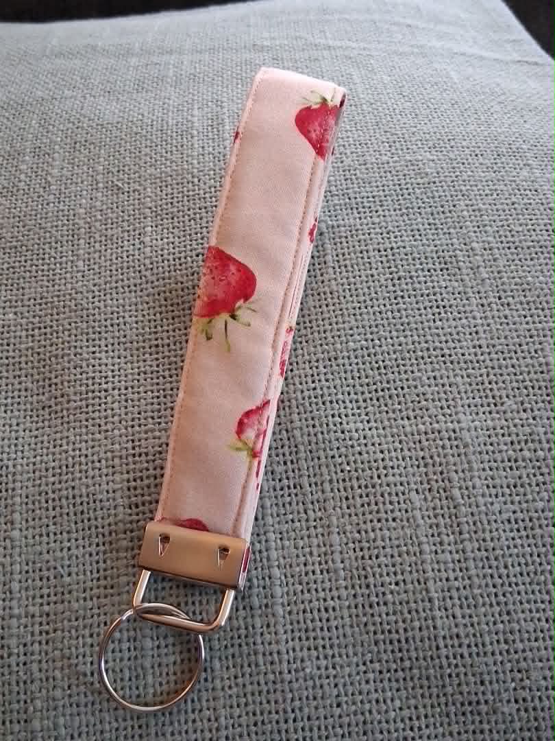 6” Strawberry Design Fabric Key Fob